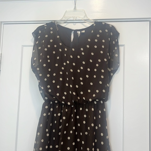 Tacera Brown and White polka dot Casual Dress size large. - Picture 4 of 10